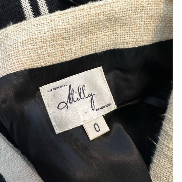 Milly black cream sleeveless color block lined canvas sheath dress size 0 - Picture 5 of 16